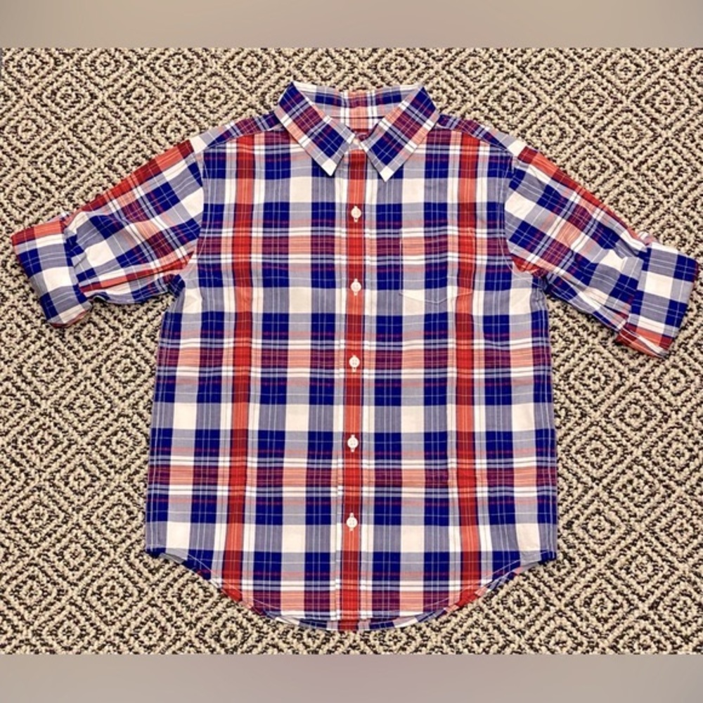 🎉 NWOT! 🎉 Janie and Jack Size 6 Blue/Red Three Quarter Button Down Shirt